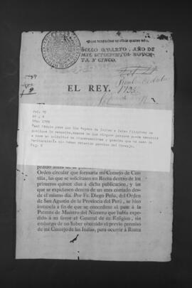 Real Cédula que ordena que ninguna persona pueda solicitar a Roma Dispensas y gracias que no sean de Penitencia, sin permiso del Consejo Real.