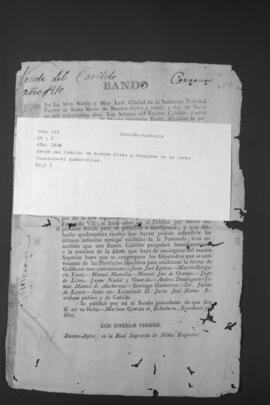 Bando del Cabildo de Buenos Aires y Proclama de la Junta Gubernativa.