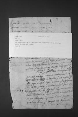Oficio del Gobernador al Comandante de Corrientes, sobre indios del Chaco.