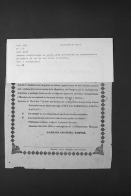 Decreto que sustituye la Aspiración Patriótica de "Independencia o Muerte" de uso en los Actos Oficiales, por la de "Viva la República del Paraguay".