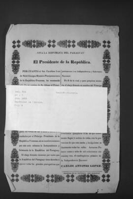 Reconocimiento de la Independencia del Paraguay por la República de Francia.