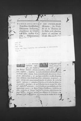Breve del Papa Clemente XIV relativo a las Dispensas Matrimoniales por consanguinidad.