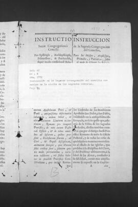 Instrucción de la Sagrada Congregación del Concilio para los Arzobispados, Obispados, sobre el estado de sus Iglesias con motivo de la visita de los Sagrados Umbrales.