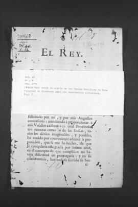 Real Cédula sobre un breve Papal para conceder dispensas matrimoniales.