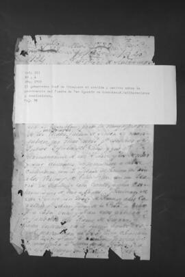 Consulta del Gobernador José de Antequera y Castro al Cabildo, sobre conveniencia de mantener el fuerte de San Agustín de Arecutacuá.