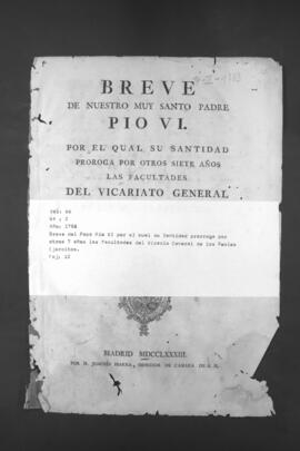 Breve del Papa Pío VI.