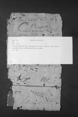 Cartas escritas por Francisco de Arce y Soto a su cajero Juan Antonio González, sobre administración de yerba.