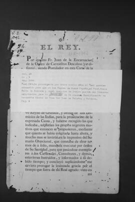 Real Cédula que prorroga por otros cuatro años el permiso de recaudación de limosnas para la causa de beatificación del Obispo de la Puebla de los Ángeles.