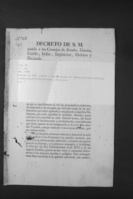 Real Decreto que ordena publicar la guerra declarada por España a Francia.