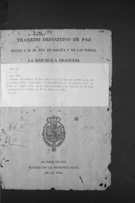 Copia del Tratado de Paz definitivo entre el Rey de España, la República Francesa y la República Bátava.
