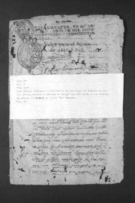 Real Cédula sobre un Real Decreto del 10-04-1803 (Comunicado a los Dominios de Indias en Real Cédula  del 01-06-1803), relativo al matrimonio de los hijos de la Familia.
