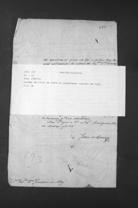 Cartas de Félix de Azara al Gobernador  Joaquín de Alós.