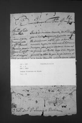Petición de Lucas Diez Escobar, Administrador de Atyrá, al Gobernador Lázaro de Ribera, para que se disponga la captura de indios fugados de dicho pueblo.