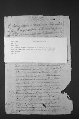 El Tribunal y Real Audiencia de Cuentas de Buenos Aires, pide la inmediata rendición de cuentas de la expedición de Misiones.