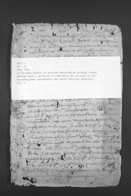 Testimonio del Escribano José Suárez de la entrega de una carta y sentencia al Comendador del Convento de las Mercedes, sobre apresamiento del Padre Francisco Velázquez.
