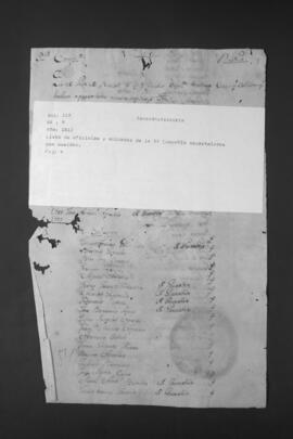 Lista de Oficiales y Soldados de la Quinta Compañía acuartelados y sus sueldos.