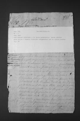 Petición del Comerciante inglés Juan Parish Robertson a la Junta Gobernativa sobre permiso para viajar a Buenos Aires con cargamentos por su propia cuenta.