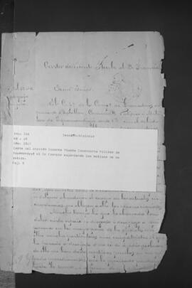 Carta del Comandante Militar de Ycuamandiyú, Capitán Vicente Iturbe al Doctor José Gaspar Rodríguez de Francia, exponiendo los motivos de su retiro.