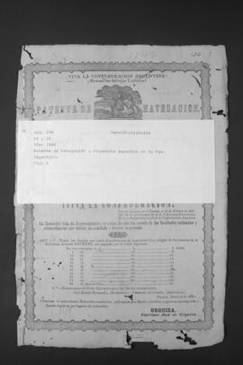 Patente de Navegación y Pasaporte expedidos en la República Argentina.