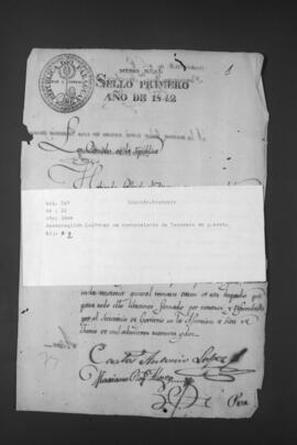 Designación de Hermenegildo Quiñónez como Tesorero de Guerra.