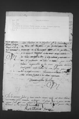 Recibo firmado por las Postas de Correos para dos pliegos urgentes enviados a la Comandancia de Villa de Concepción.