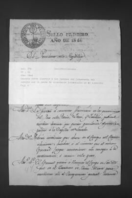 Decreto sobre licencia a los hombres del Campamento del Cerrito por la epidemia de disentería en el Ejército.