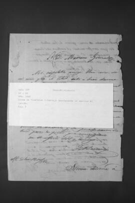 Carta del Español Ildefonso Bermejo por la cual devuelve un esclavo al Estado.