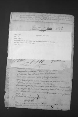 Inventario de los objetos pertenecientes al Fuerte de San Carlos del Río Apa.
