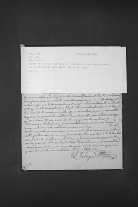 Carta de Enrique Ballorix al Ministro de Relaciones Exteriores, sobre su designación como Cónsul en New York.