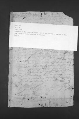 Cuaderno borrador con lista de armas y pertrechos entregados por orden del Gobernador; en el cual tambien consta el recibo de las que llevó el General Francisco de Avalos y Mendoza.