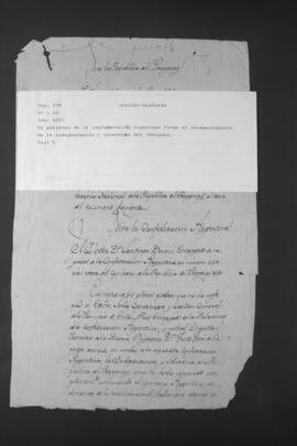 Acta de Reconocimiento de la Independencia y Soberanía del Paraguay, firmada por el Gobierno de la Confederación Argentina.