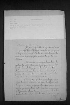 Copia de una carta relativa al Paraguay dirigida a Pepita Gómez por Juan Manuel de Rosas.