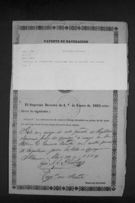 Patente de Navegación expedida por el Capitán del Puerto de Asunción.