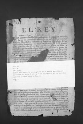 Real Cédula sobre la prórroga de la Mesada Eclesiástica por otros cinco años.